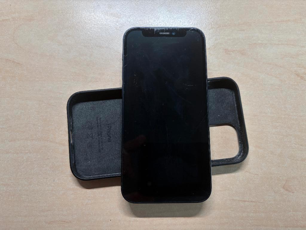 apple iphone 12 mini 256 GB zwart + leder hoesje, 256 GB, Gebruikt, IPhone 12 Mini, Zwart