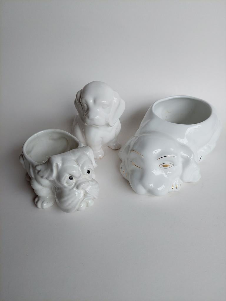 Set van 3 keramieken bloempotjes/hondjes, Ophalen