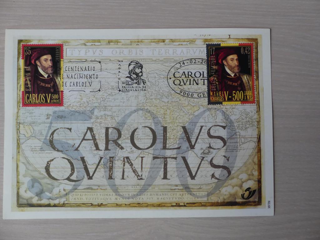Herdenkingskaart 2000 :  België / Spanje - Karel V (2887), Ophalen of Verzenden