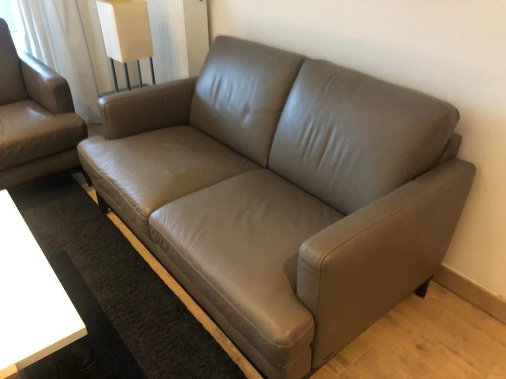 Lederen zetel te koop, Autres dimensions, Banc droit, Enlèvement, Utilisé