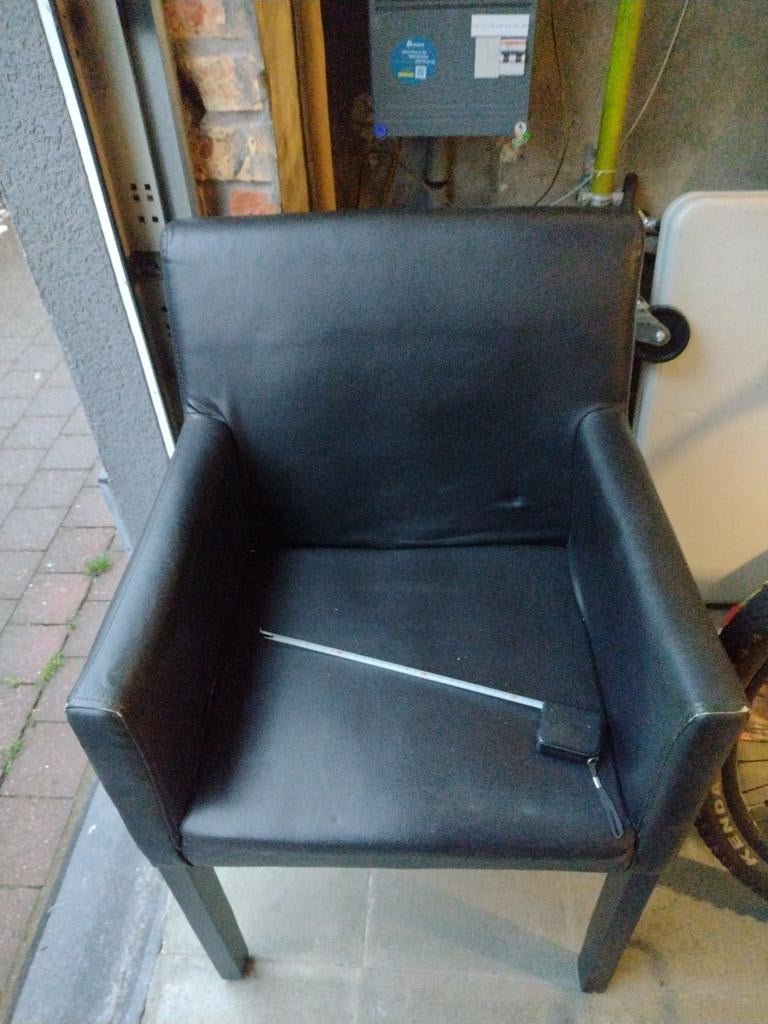 Chaise, semi-cuir, noir, Maison & Meubles, Chaises, Synthétique, Enlèvement, Utilisé, Noir