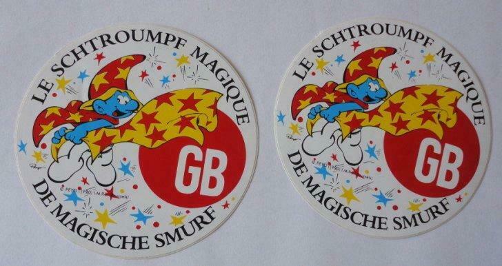 2 autocollants le schtroumpf magique GB 1990 en parfait état, Enlèvement ou Envoi, Neuf