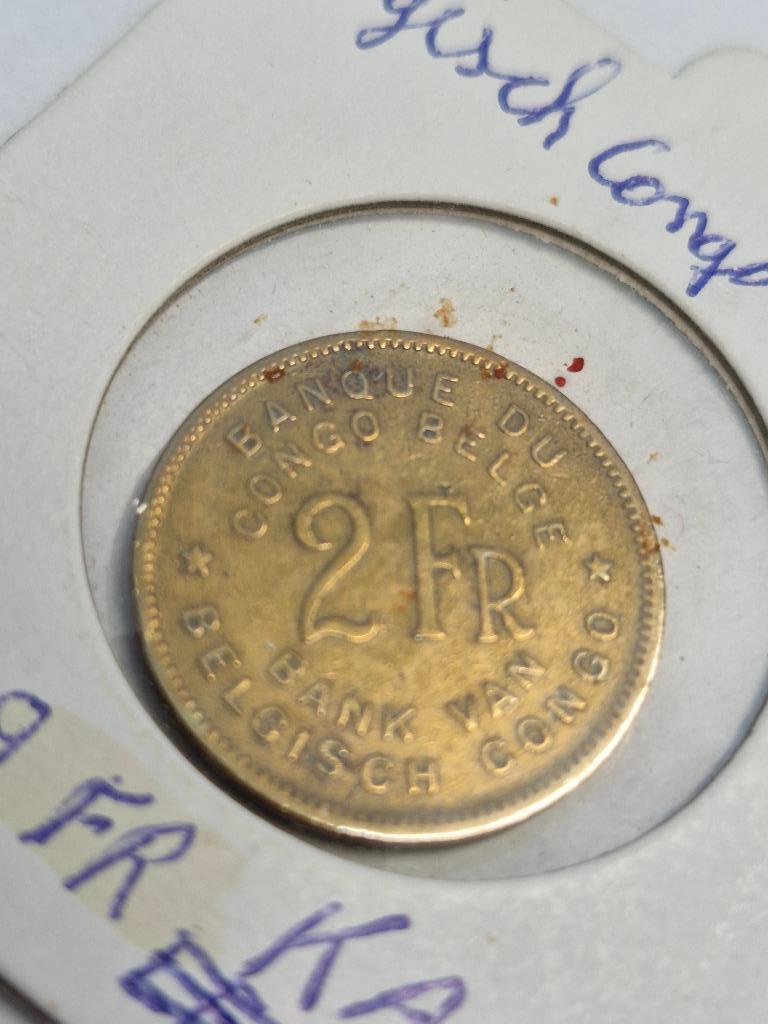 prins karel, bank belgisch congo, 1947, 2 Fr,, Enlèvement ou Envoi, Monnaie en vrac
