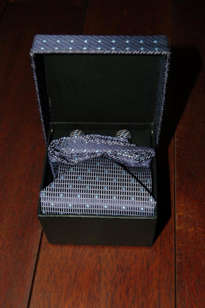Zijden das, pochot, machetknopen, geschenkverpakking, NIEUW, Ophalen of Verzenden, Nieuw, Blauw, Met patroon