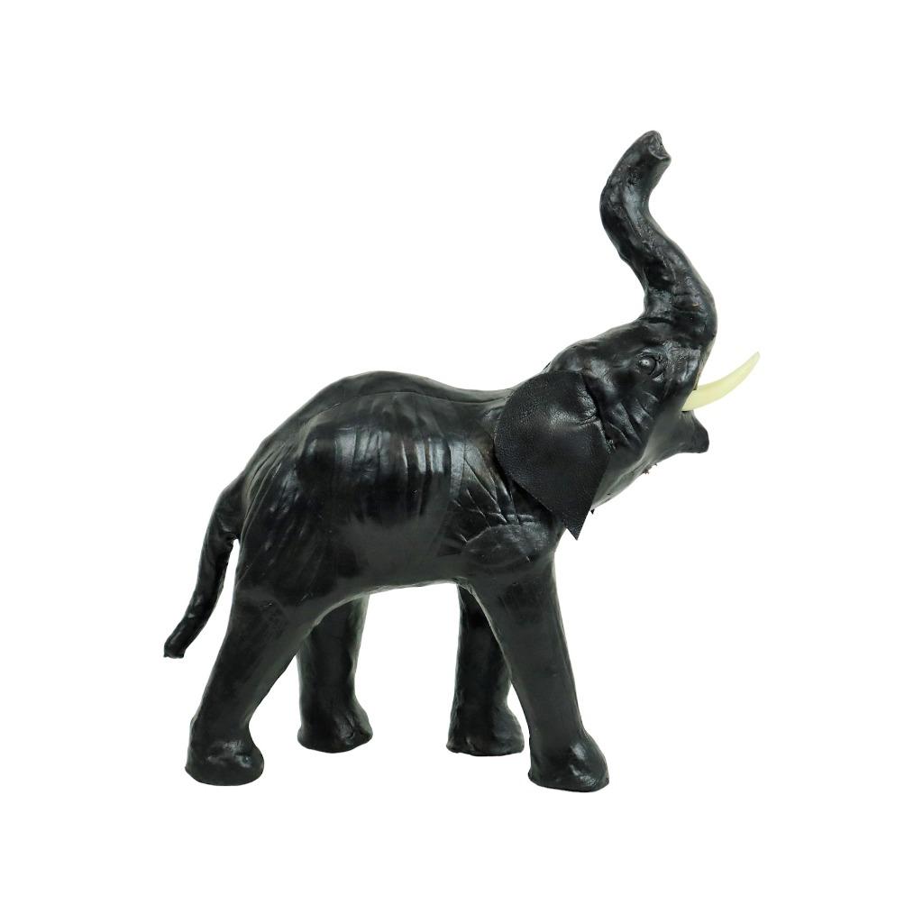 Vintage Olifant met Slagtanden Papier Mache en Leder Beeld, Ophalen of Verzenden, Gebruikt, Dier