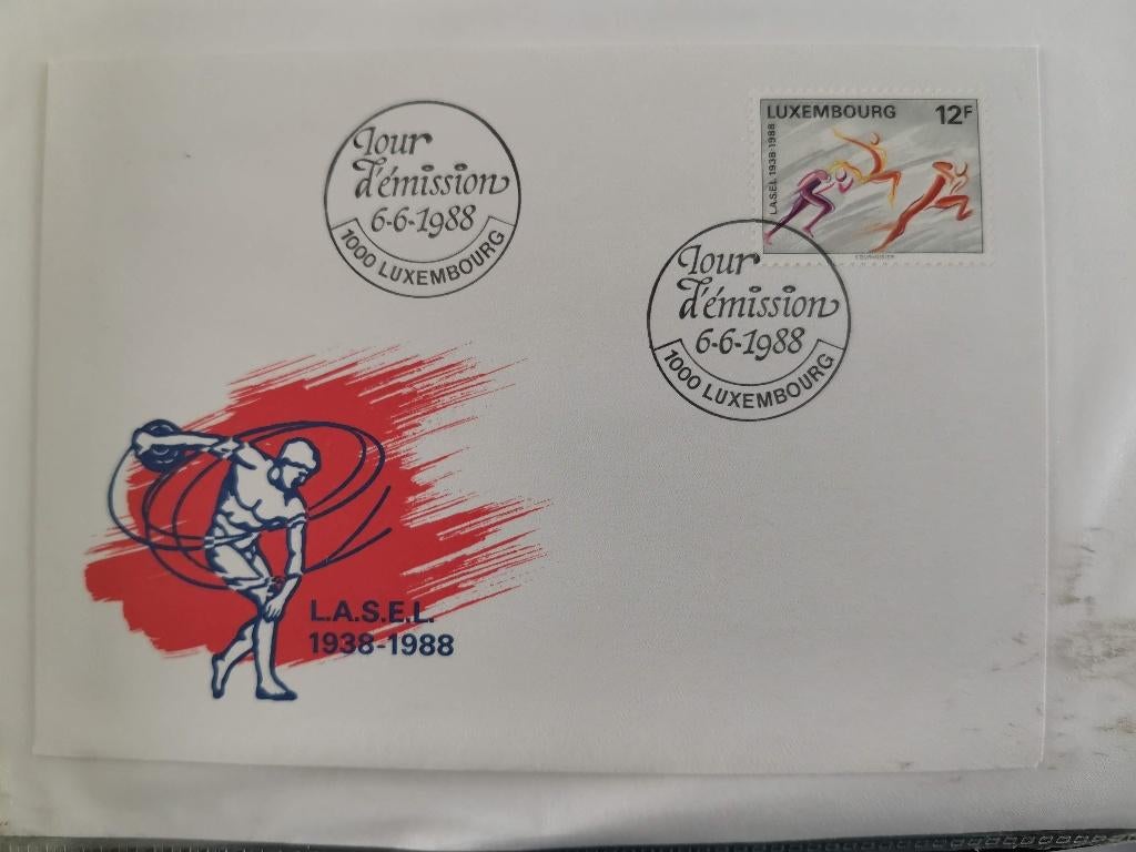Luxembourg 1988 - FDC, sports, athlétisme, lanceur de disque, Enlèvement ou Envoi, Luxembourg, Affranchi