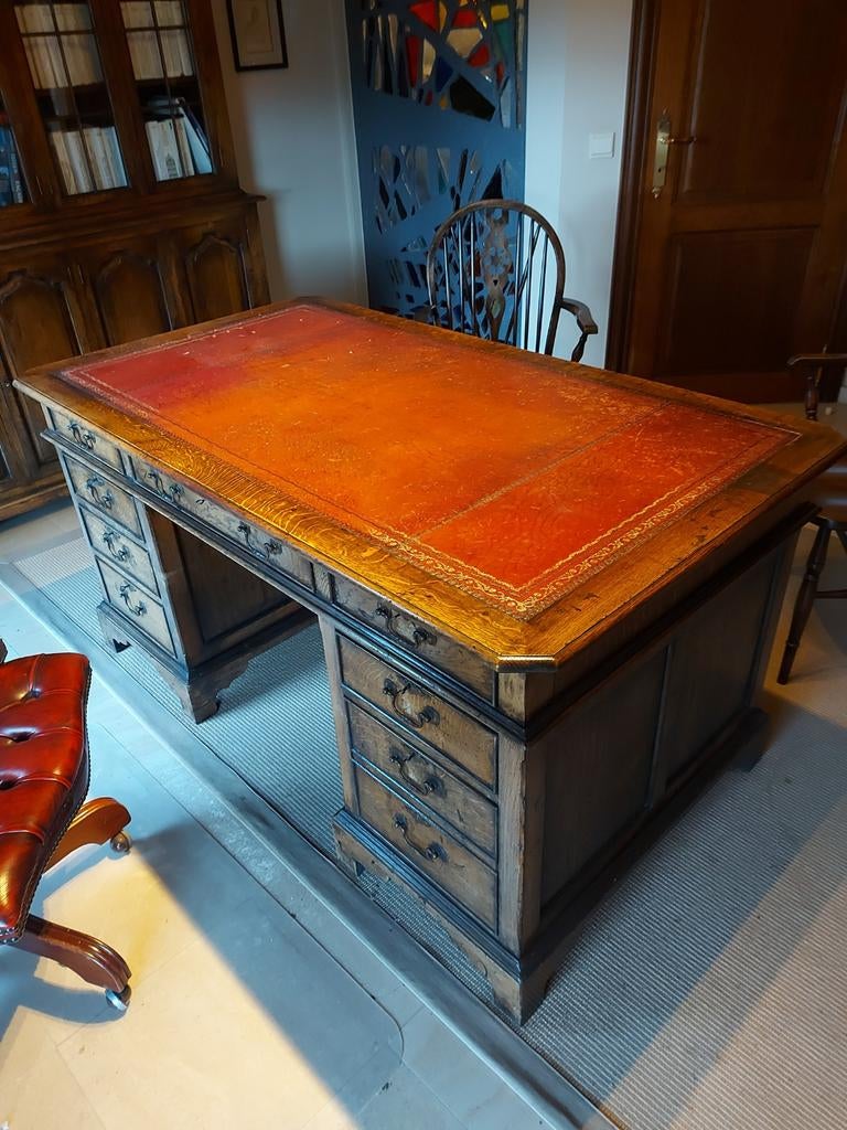 Engelse  bureau  met kasten en 4stoelen en bureau stoel, Enlèvement