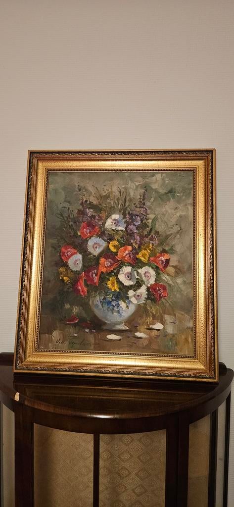 Tableau peinture fleurs, Antiek en Kunst