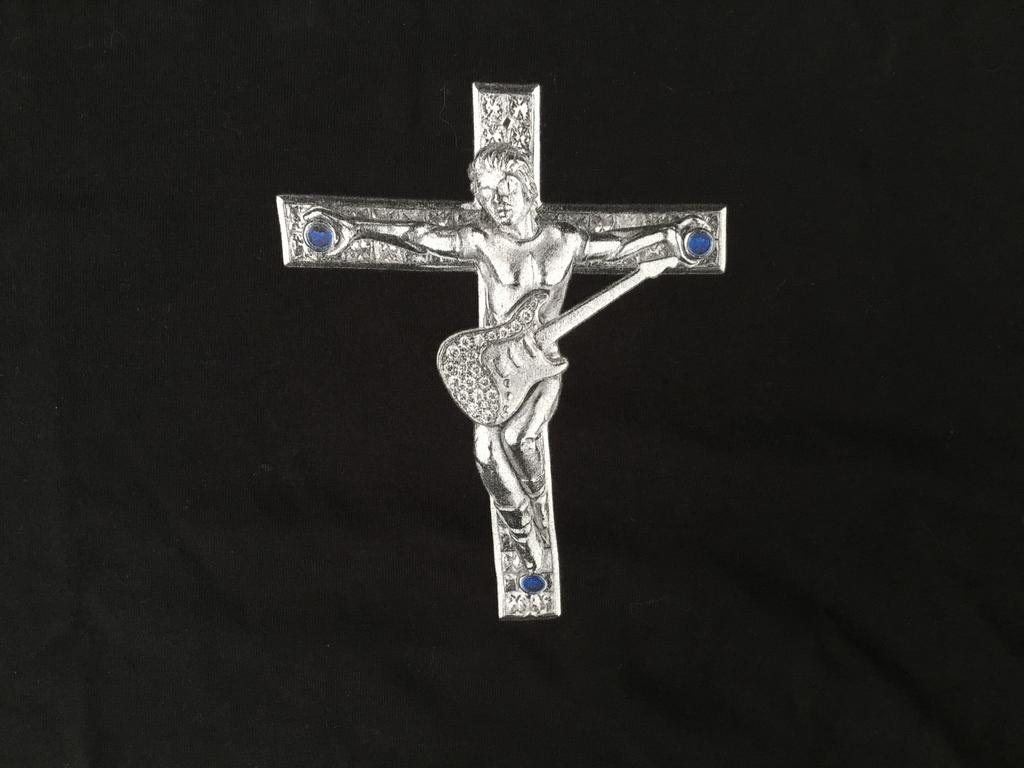 T-shirt Johnny Hallyday ketting kruis nieuw, Zwart, Nieuw, Ophalen of Verzenden, Korte mouw