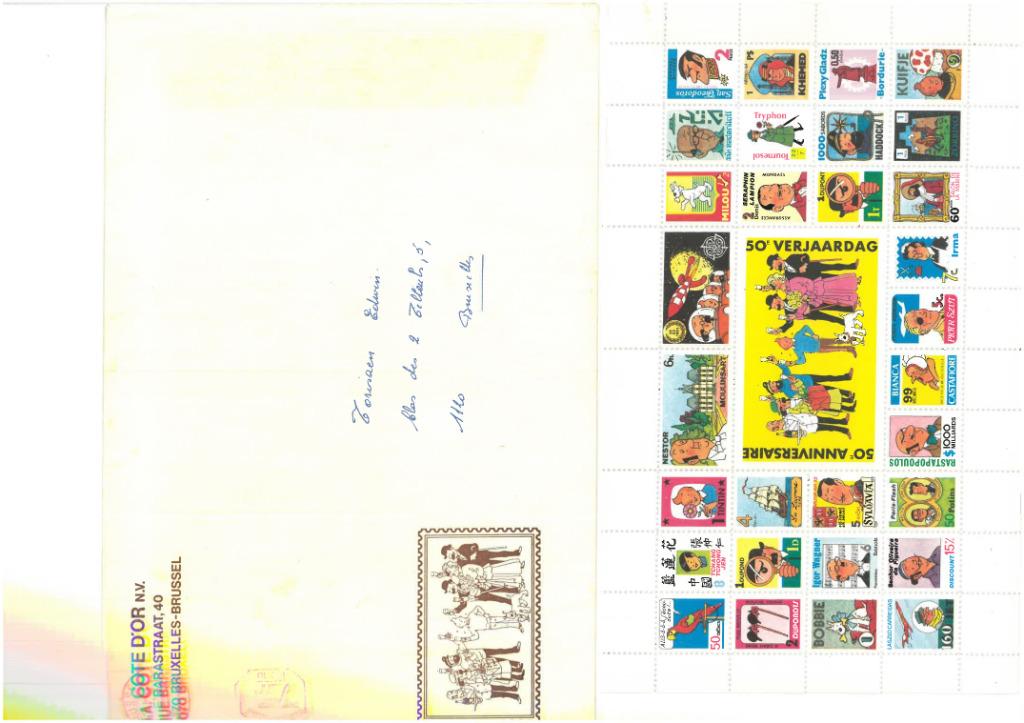 Planche Timbres Tintin, Timbres & Monnaies, Enlèvement ou Envoi