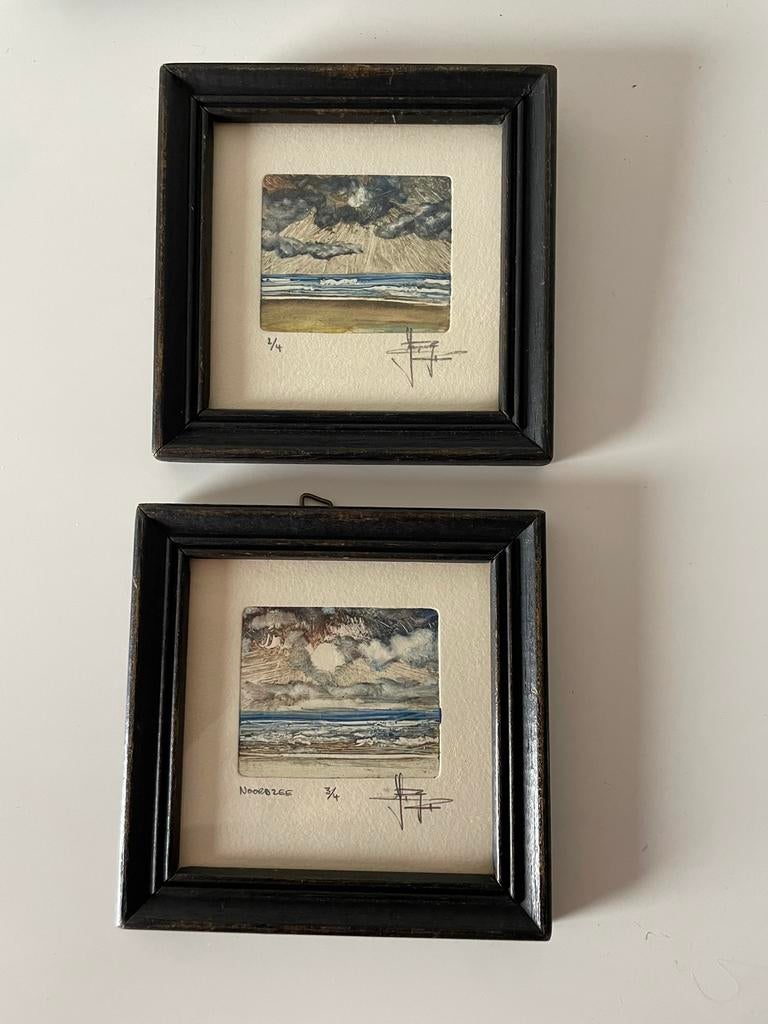 2 mooie kunstwerken noordzee, Antiek en Kunst, Kunst | Litho's en Zeefdrukken, Ophalen of Verzenden