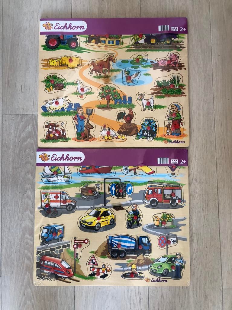 2 Kinderpuzzel hout en 5 boeken., Kinderen en Baby's, Speelgoed | Kinderpuzzels, Ophalen, Zo goed als nieuw