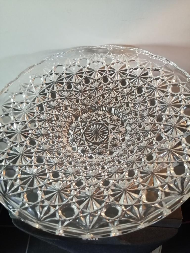 Kristal geslepen grote schaal jaren 60 - 70, Antiek en Kunst, Ophalen of Verzenden