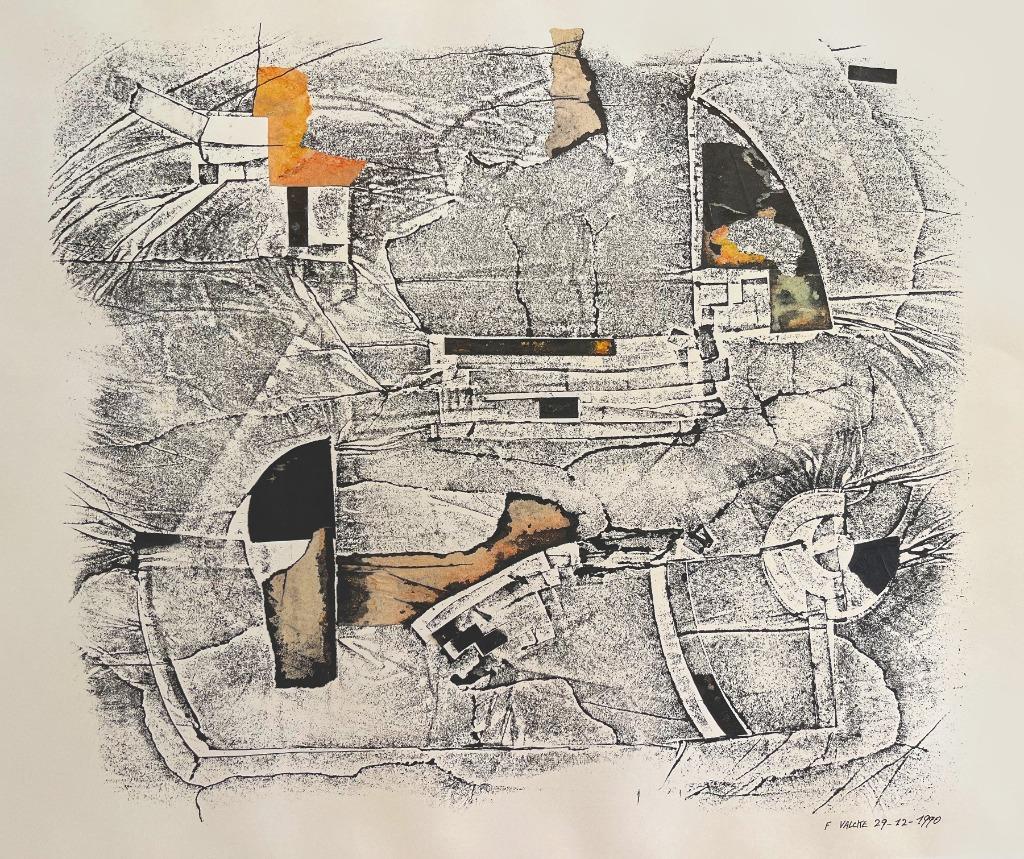 FRANCIS VALKE – dessin et collage 1990, Enlèvement