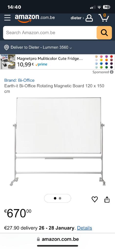 Bi-Office draaibaar magnetisch white board op wielen NIEUW, Ophalen of Verzenden, Nieuw, Whiteboard