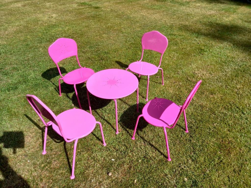 Tuinset in metaal voor kinderen, Ophalen, Gebruikt, Tafel(s) en Stoel(en)