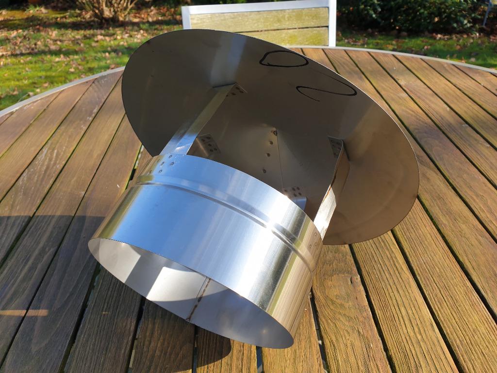 Inox regenkap diameter 200mm, Nieuw, Ophalen of Verzenden, Minder dan 2 meter, 80 mm of meer