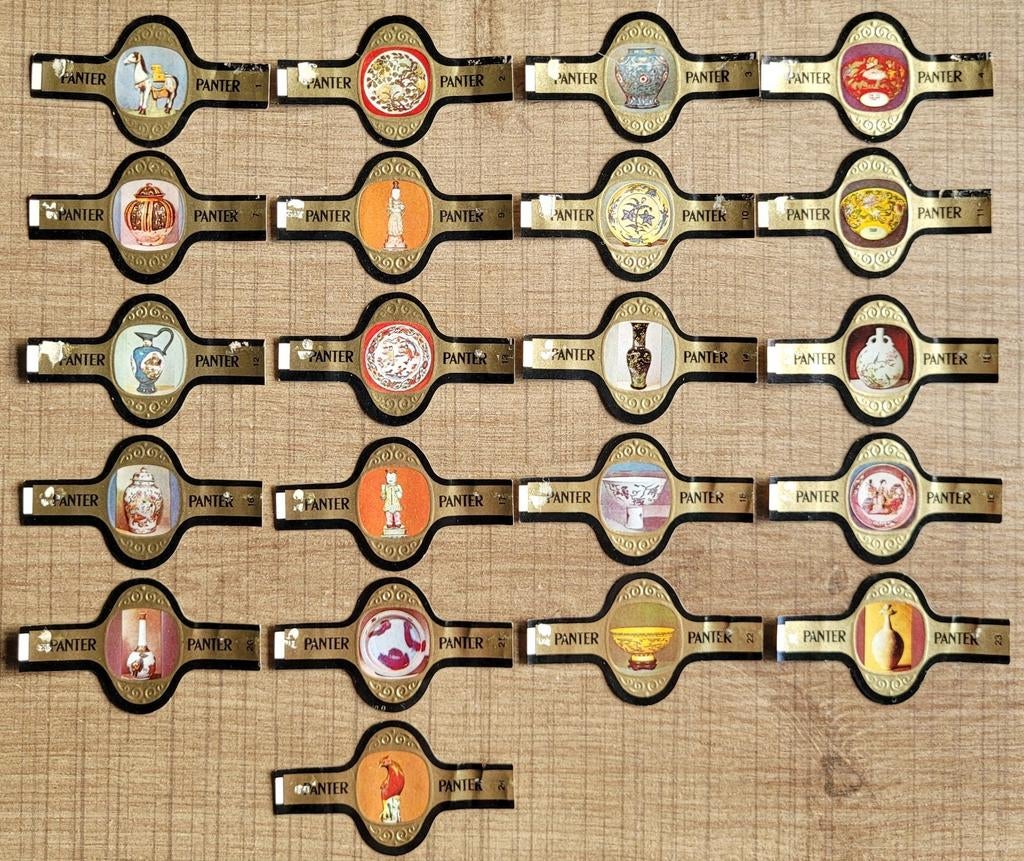21 oude sigarenbandjes: Chinees porselein, Ophalen of Verzenden, Gebruikt, Sigarenbandjes