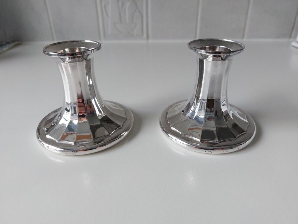 2 bougeoirs en argent, Antiek en Kunst, Ophalen, Zilver