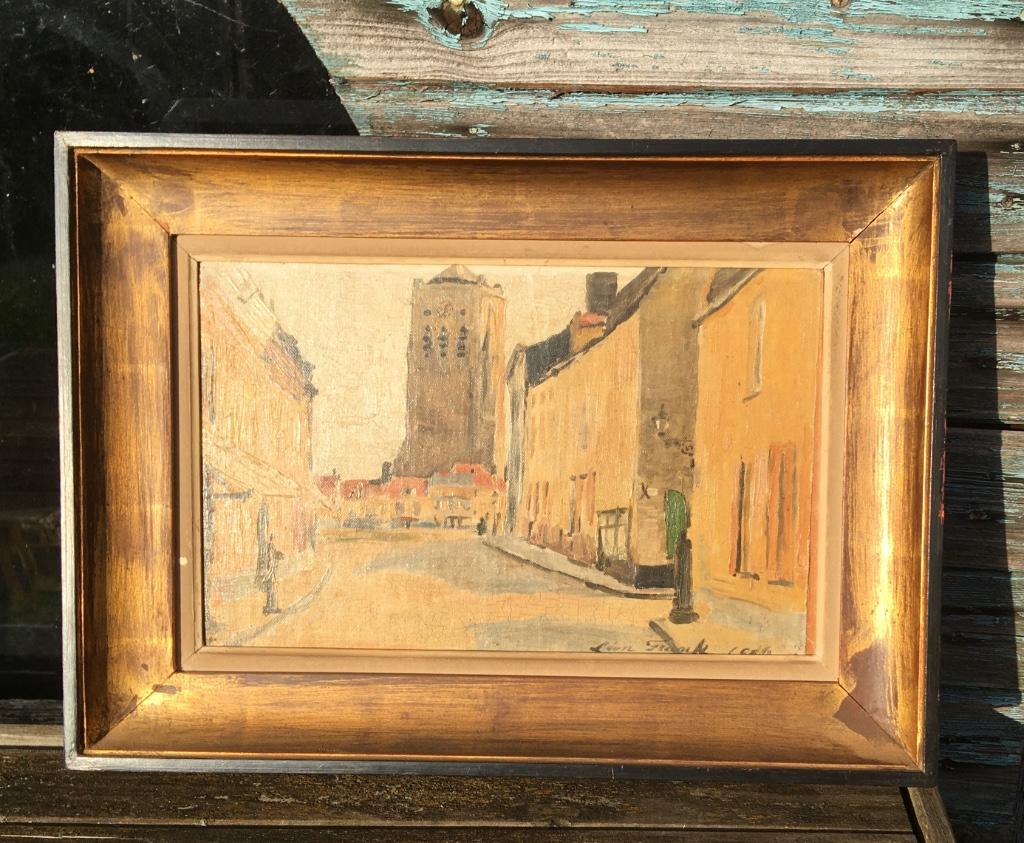 Peinture à l'huile de Léon Franck de 1906 avec vue sur le vi, Enlèvement