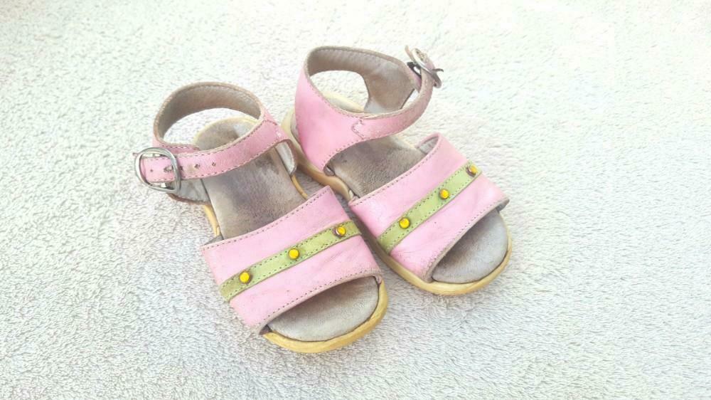 Roze lederen sandalen maat 22, Gebruikt, Meisje, Overige typen, Ophalen of Verzenden