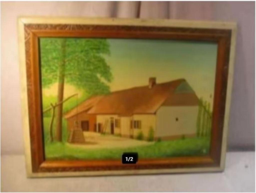 Mooi Geschilderd Werk 'Oude Hoeve met Waterput' - VB, Ophalen of Verzenden