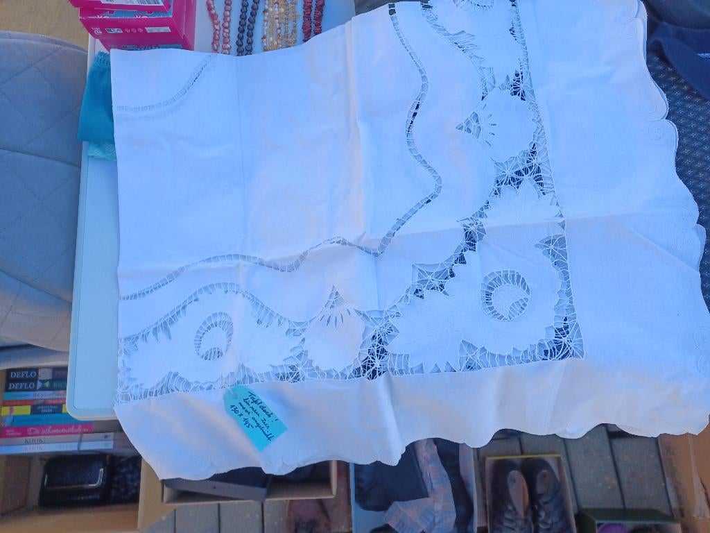 WITTE TAFELDOEK LINNEN, Ophalen of Verzenden, Zo goed als nieuw, Binnen