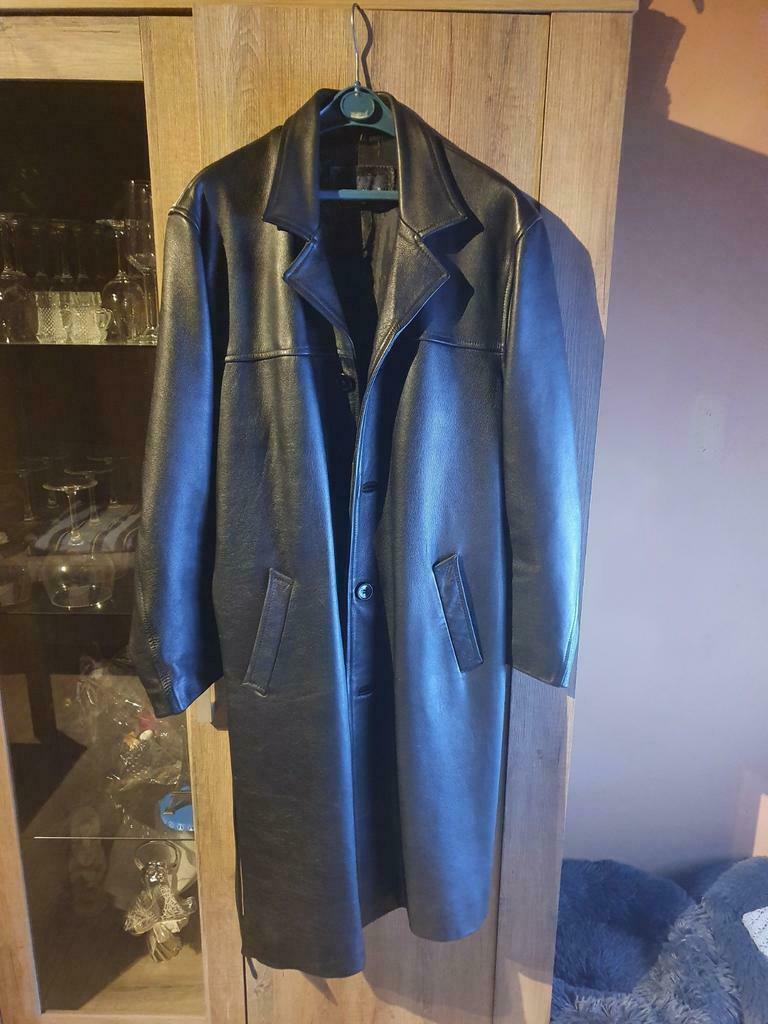 Veste en cuir longue, Enlèvement, Porté, Taille 48/50 (M), Noir