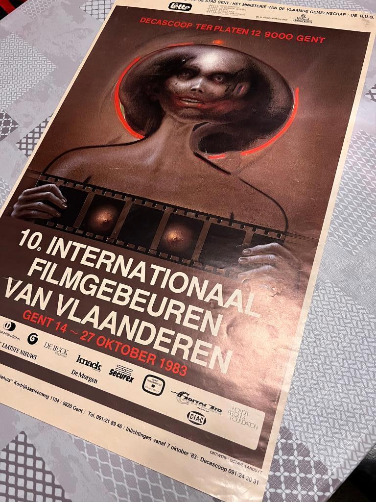 Vintage Poster 10e Internationaal Filmgebeuren van Vlaandere, Deurposter of groter, Ophalen of Verzenden, Film en Tv, Rechthoekig Staand