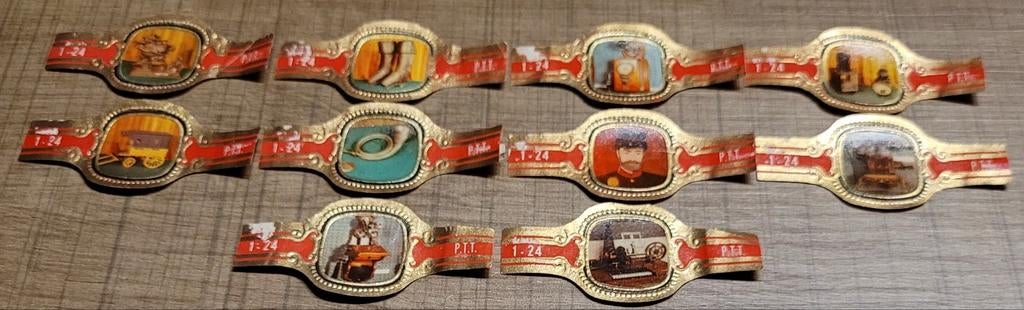 10 sigarenbandjes: oude retro-items, Enlèvement ou Envoi, Utilisé, Bagues de cigare