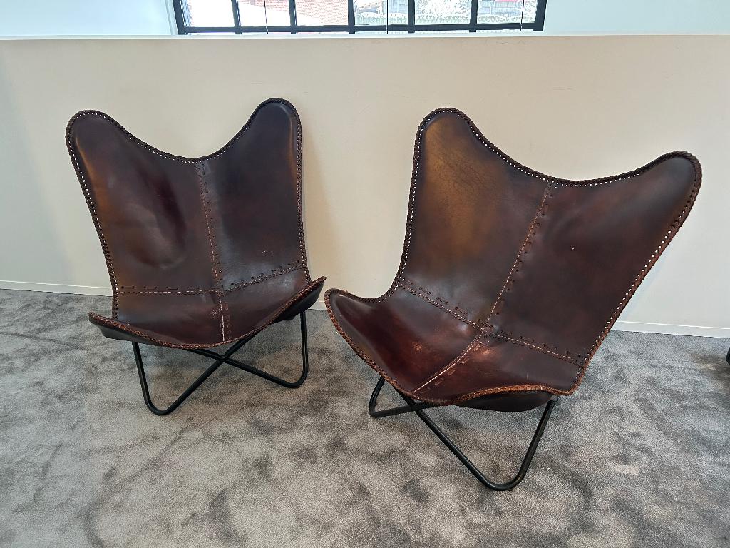 Vlinderstoelen, Ophalen, Gebruikt, Twee, Bruin