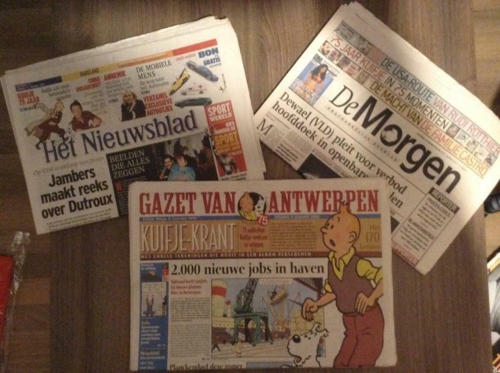 Kuifje Tintin kranten 75 jaar van 9 Januari 2004, Meerdere stripboeken, Ophalen of Verzenden, Nieuw