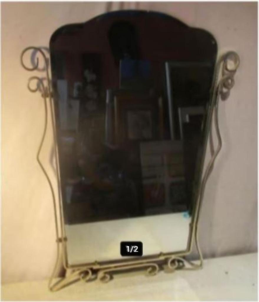 Mooi Retro Geslepen Spiegel in metalen Kader - 75x58, Enlèvement ou Envoi, Comme neuf