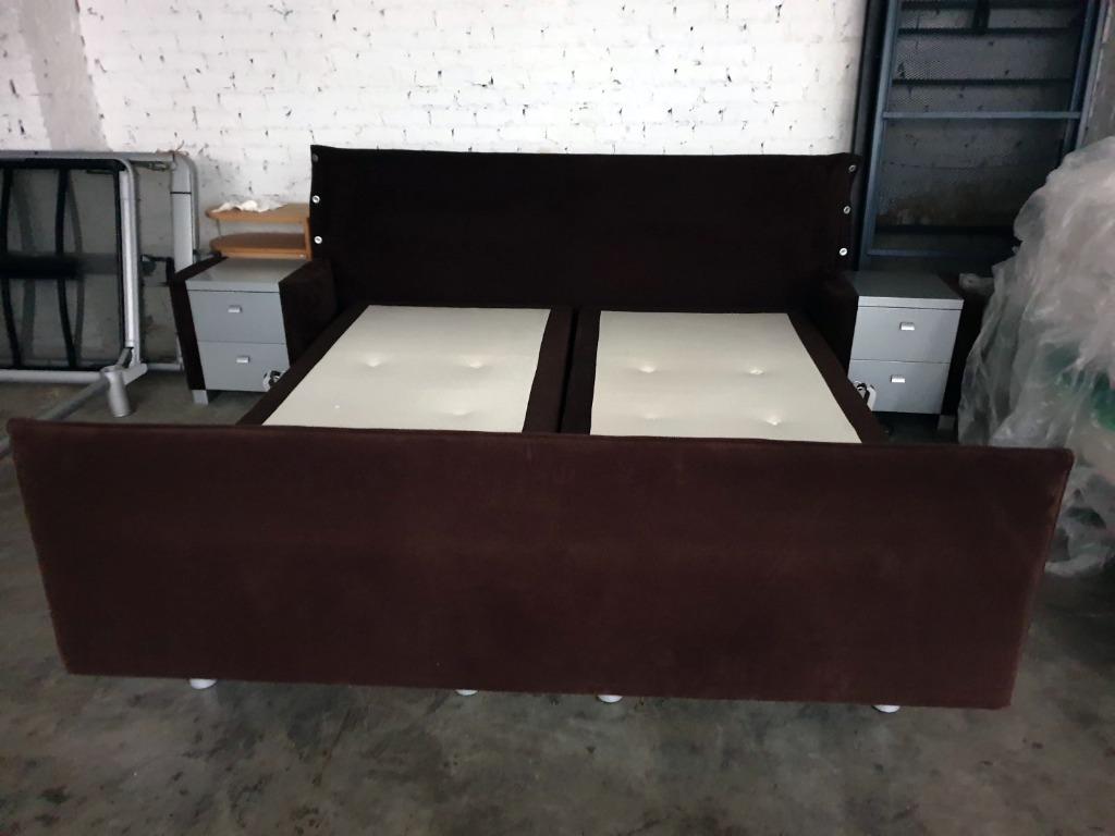 Luxe Eastborn elektrisch boxspring 180 x 200 met kasten, Ophalen, Bruin, Tweepersoons, Zo goed als nieuw