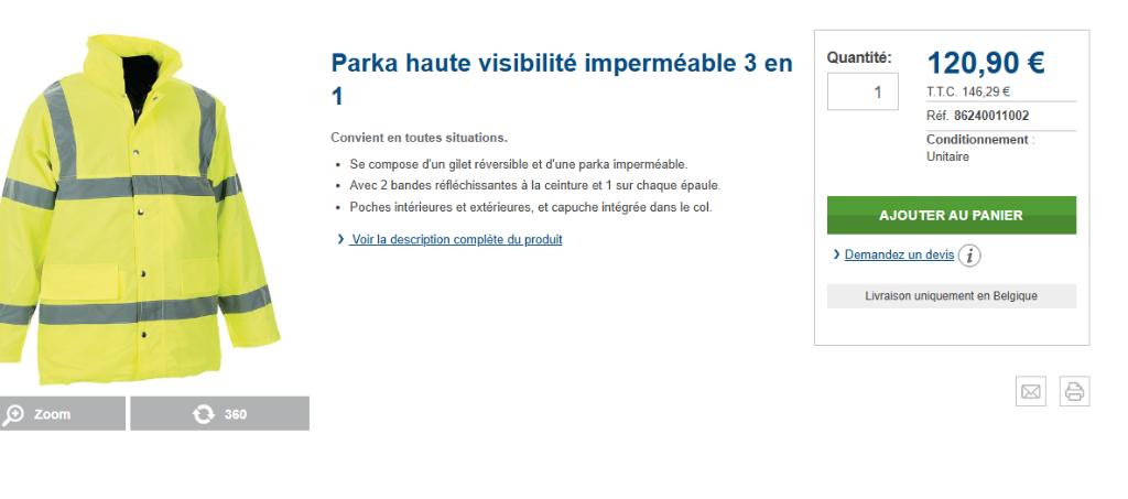 Parka haute visibilité imperméable VISION Portwest, Enlèvement ou Envoi, Neuf