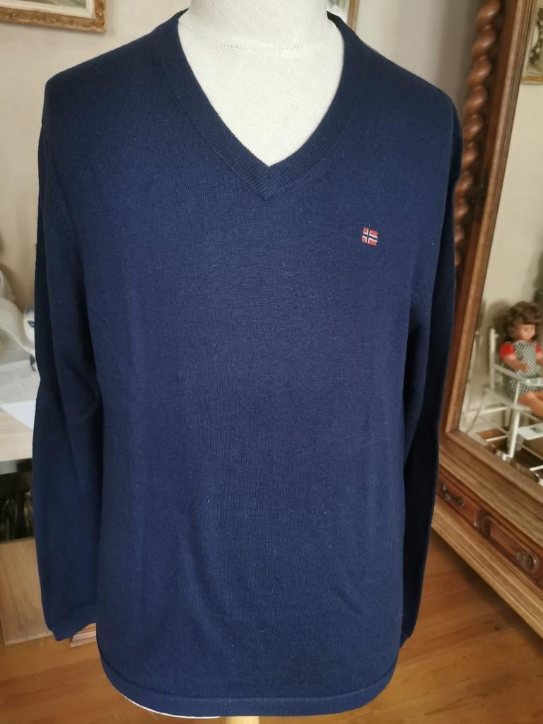 Magnifique pull bleu foncé pour homme de Napapijri, Enlèvement ou Envoi, Comme neuf, Taille 52/54 (L)