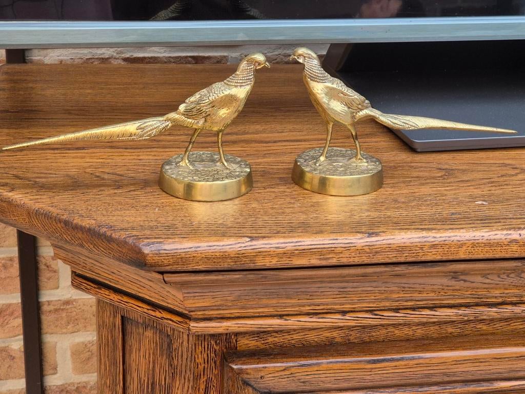 Antieke zeer oude  bronzen fazanten mooi gedetailleerd, Antiek en Kunst, Ophalen of Verzenden