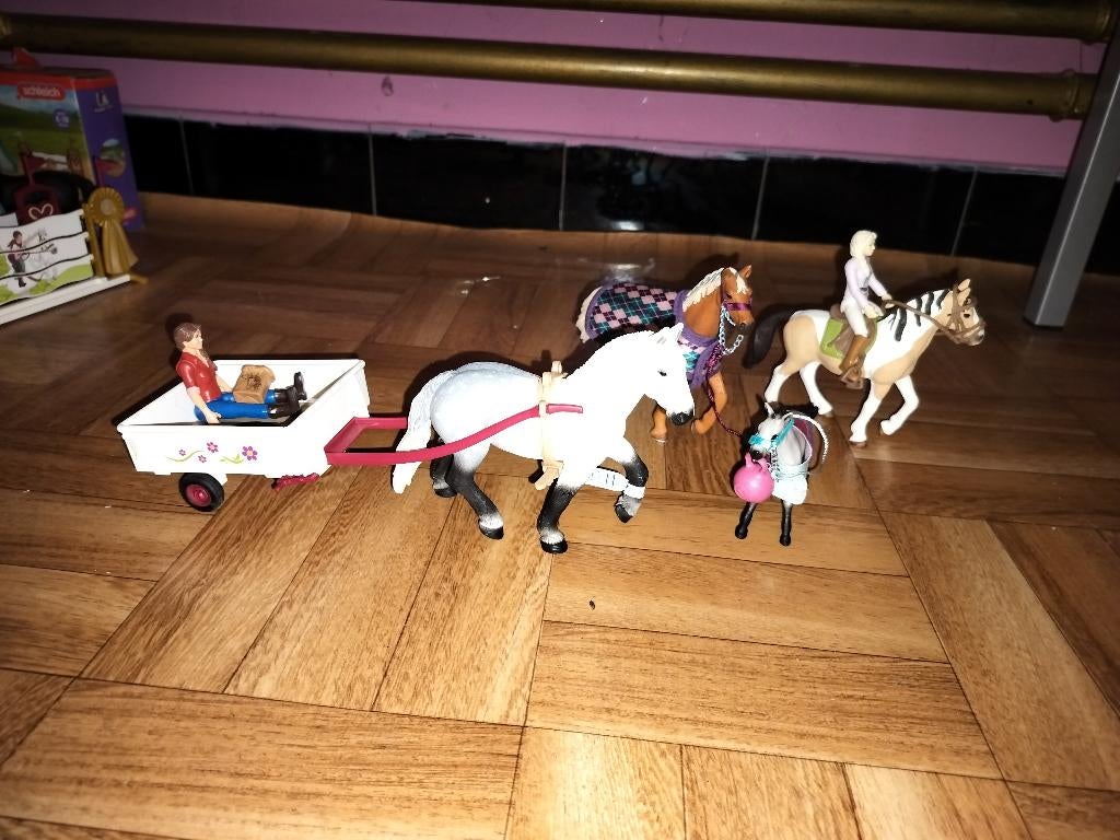 Schleich set Balen – 3 paarden, 1 veulen, koets, ook apart, Ophalen of Verzenden, Nieuw