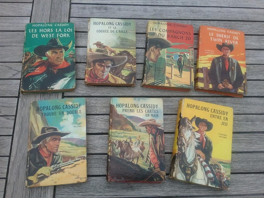 Hopalong Cassidy. 7 Franstalige boeken. Jaren 50., Ophalen of Verzenden, Gelezen, Clarence Mulford