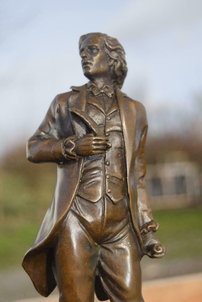 Statue de Mozart en bronze signé sur socle en marbre, Antiek en Kunst, Ophalen of Verzenden, Brons
