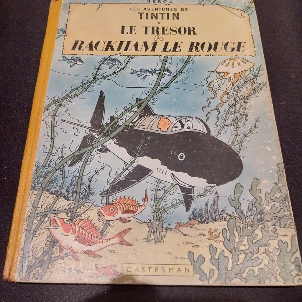 BD TINTIN " LE TRÉSOR DE RACKHAM LE ROUGE" édition 1954, Une BD, Enlèvement, Utilisé, Hergé