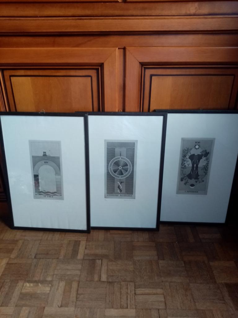 Drie litho's/gravure van de kunstenaar Martine Monfort 25/13, Antiek en Kunst, Kunst | Litho's en Zeefdrukken, Ophalen