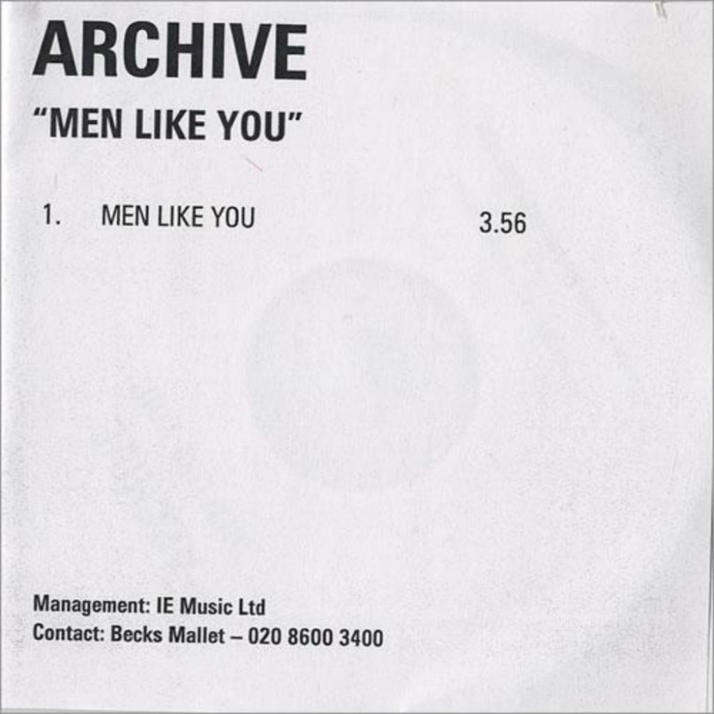 ARCHIVE - MEN LIKE YOU - RARE UK PROMO CD SINGLE, Verzenden, Zo goed als nieuw, Overige genres