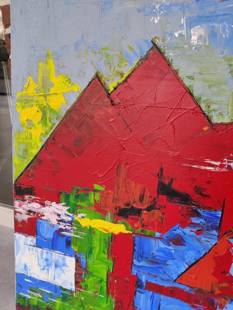 Veelkleurig abstract schilderij van Astrid, modern werk, Ophalen