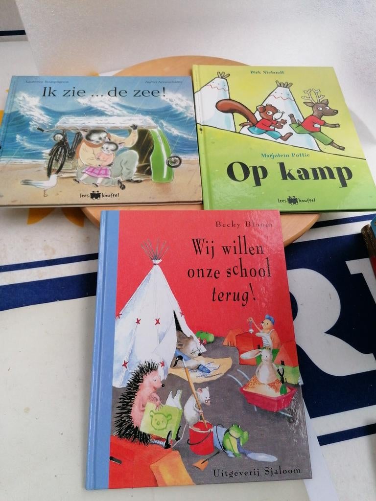 €3 voor 3 leesknuffel boeken. Over de zee, school, kamp., Ophalen of Verzenden, Zo goed als nieuw
