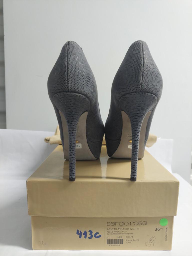 413C* SERGIO ROSSI luxe grijze volledig lederen pumps (36,5), Kleding | Dames, Schoenen, Zo goed als nieuw, Pumps, Grijs, Verzenden
