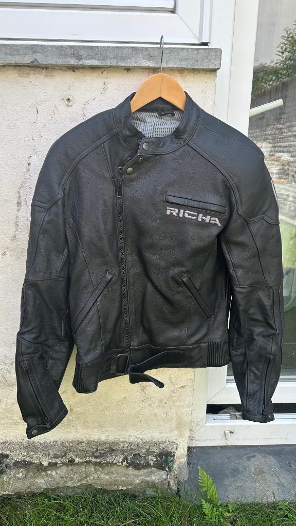 Veste Moto Homme cuir noir RICHA taille 48, Motos, RICHA, Manteau | cuir, Enlèvement, Neuf, sans ticket