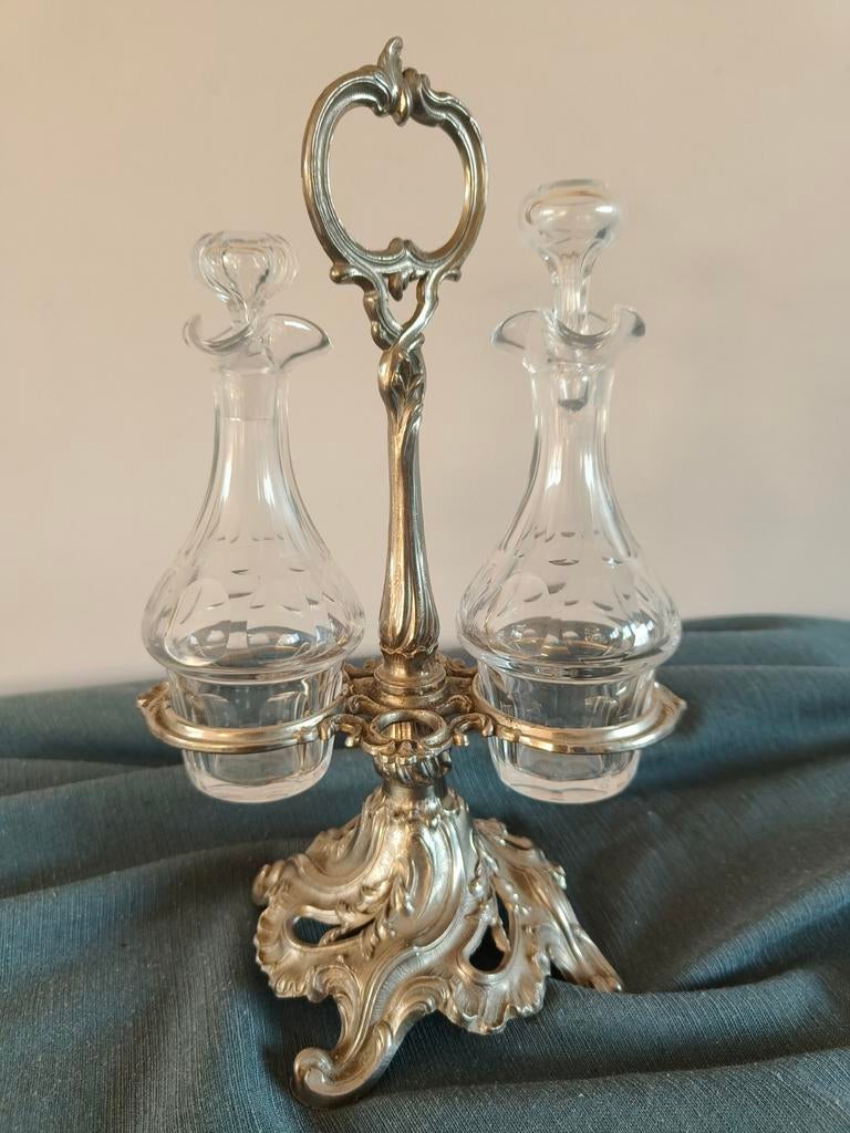 Vintage Europese kristallen Olie & Azijn Set, Antiquités & Art, Antiquités | Verre & Cristal, Enlèvement ou Envoi
