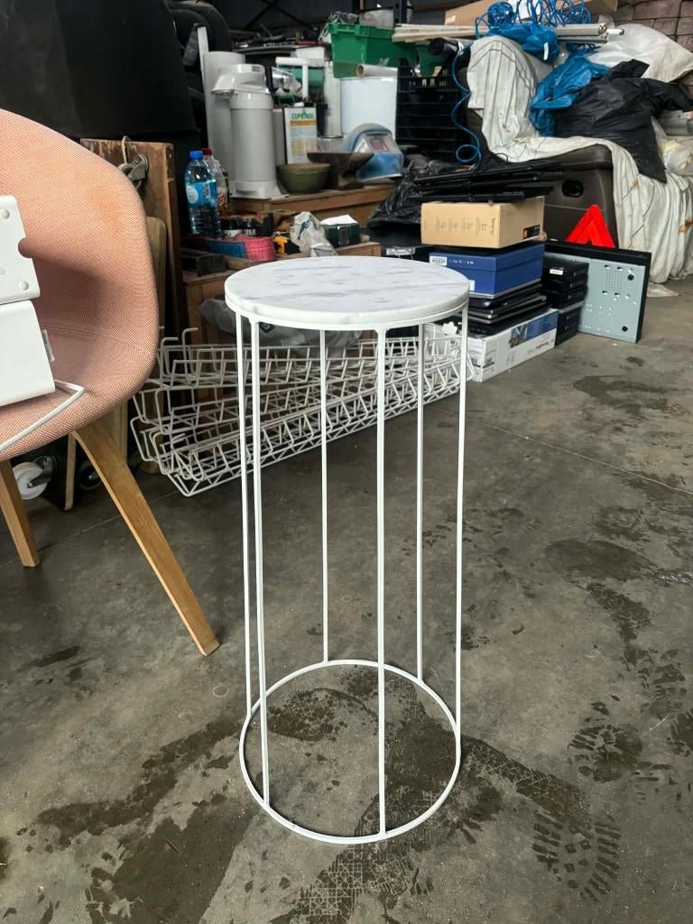 bijzettafeltje metaal/marmer, Ophalen, Minder dan 55 cm, Metaal of Aluminium, Rond