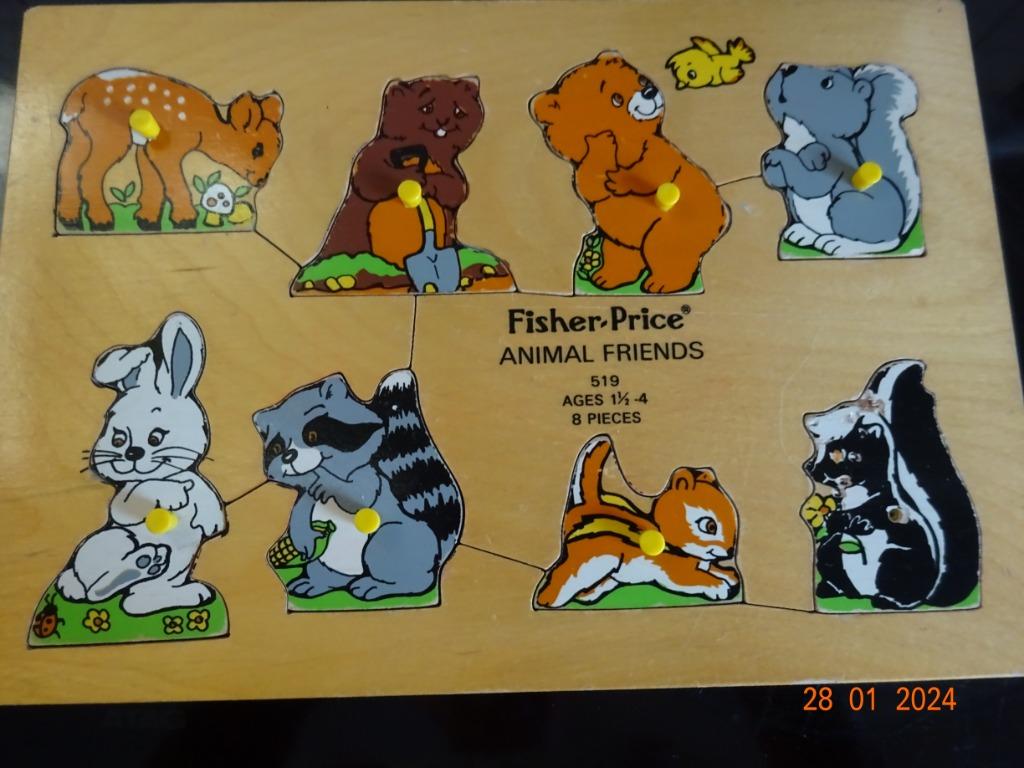Jaren 1970 Vintage Fisher Price Houten Puzzel Dierenvrienden, Enfants & Bébés, Jouets | Fisher-Price, Utilisé, Enlèvement ou Envoi